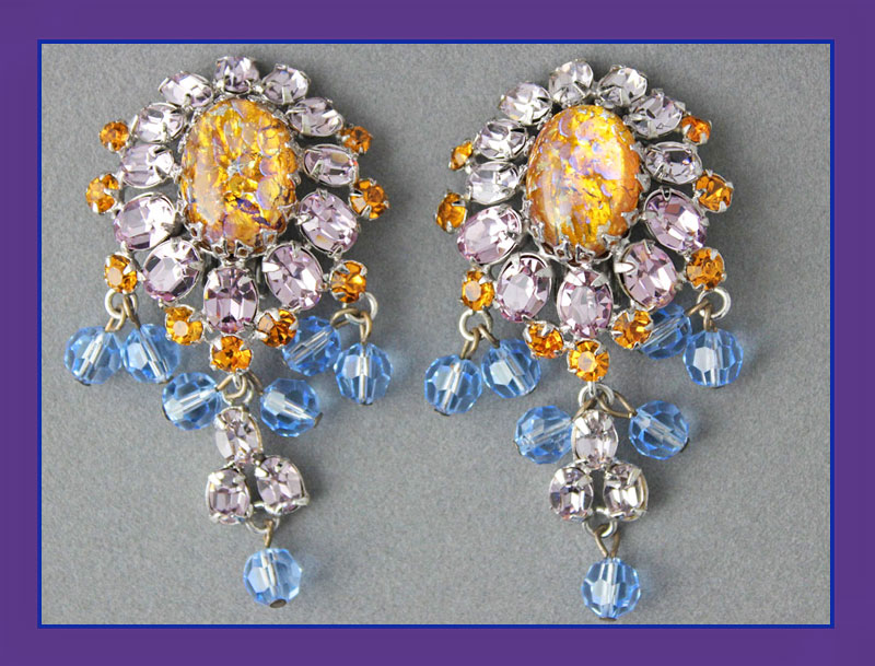 Schreiner-Cats-Eye-Dangling-Earrings