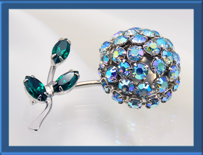 Warner flower brooch of Aurora Borealis Rhinestones