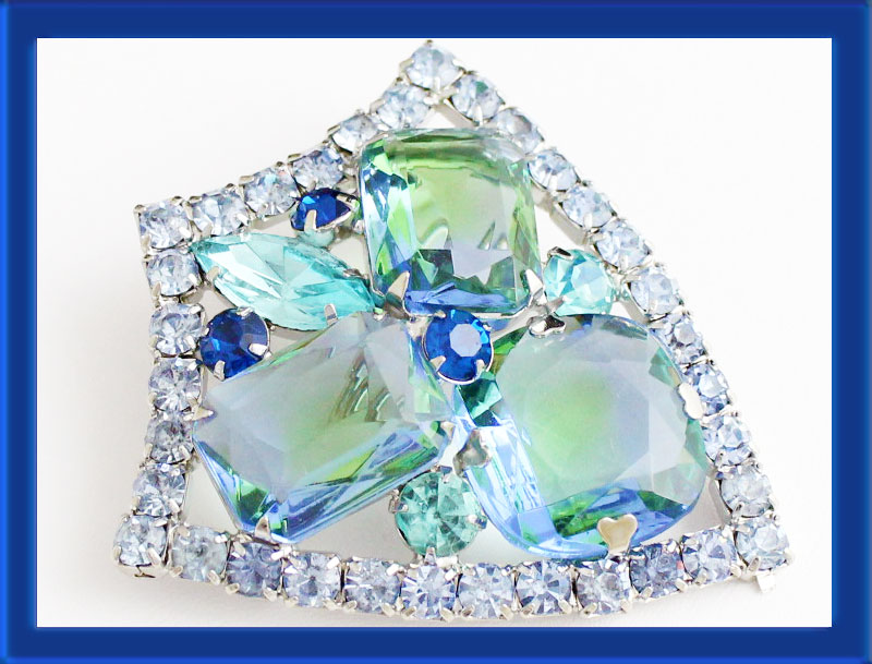 Juliana DeLizza & Elster Gradient Cushion Cut Shield Crest Brooch