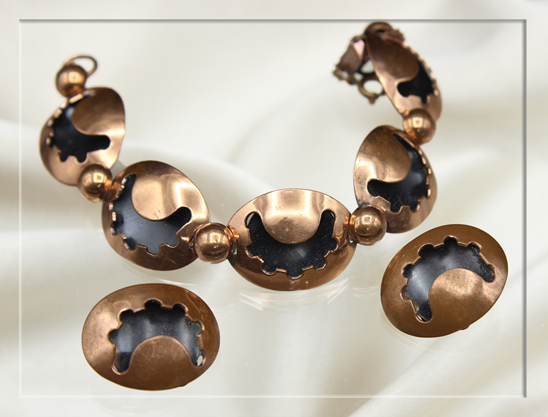 aztec-style-copper-and-black-finish-bracelet-and-earrings