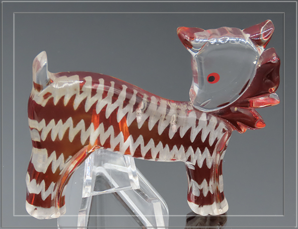 1940s LUCITE LITTLE LAMB dressed up with a big red bow